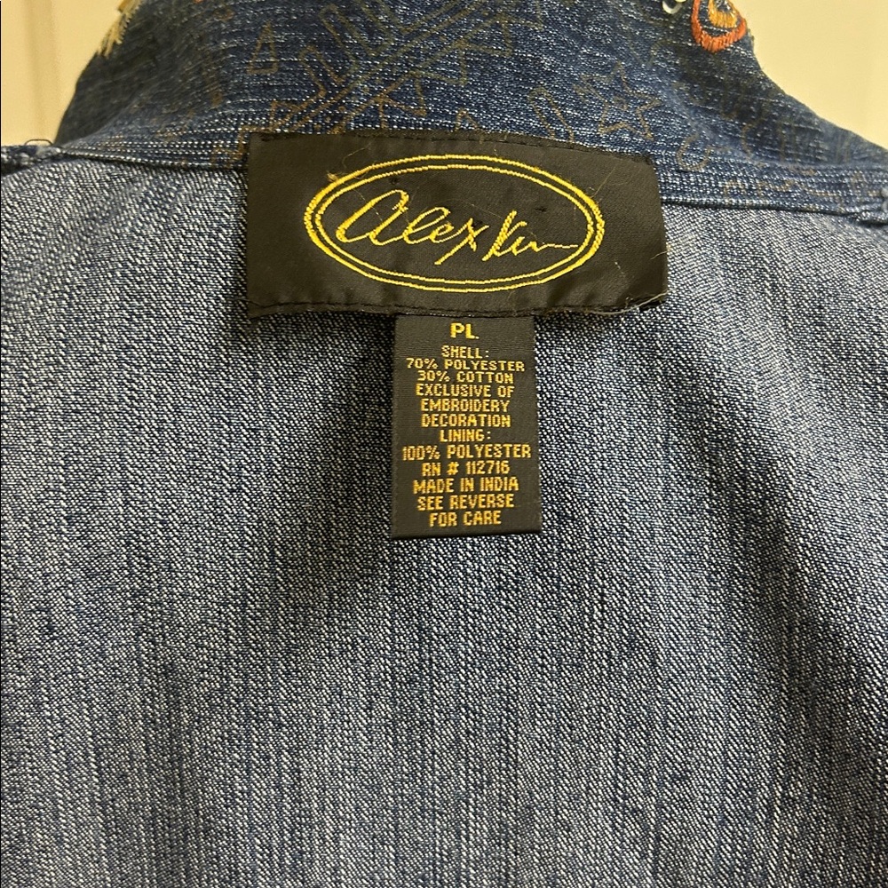 Alex Kim Vintage Petite Large PL Blue Embroidered Denim Jacket Blazer, EUC - Picture 11 of 11